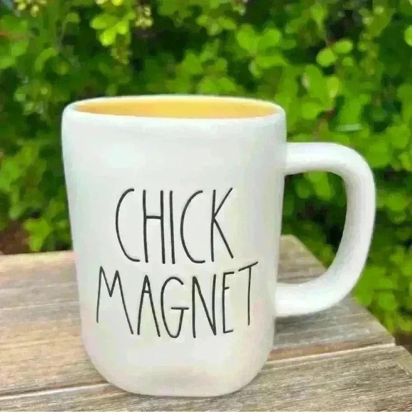 NEW Rae Dunn - CHICK MAGNET - YELLOW Interior Cute Coffee Mug/Cup - HTF - Picture 7 of 13